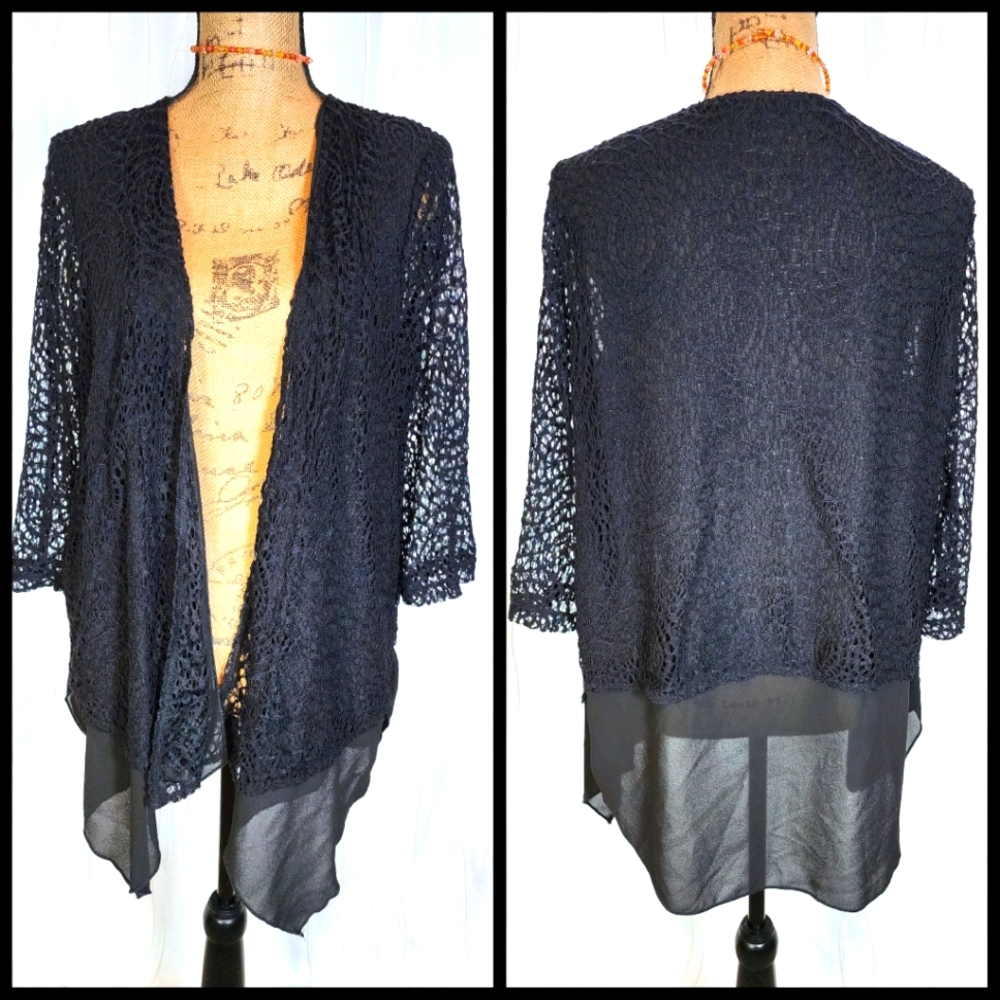 Rachel Cole - Black Lace Cardigan in Size Large